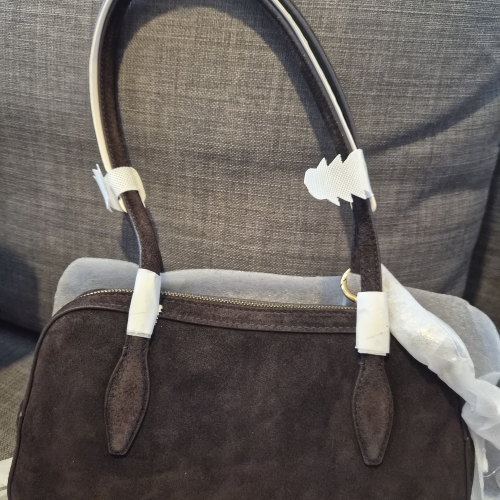Madewell Top-Zip Mini Suede Shoulder Bag With Keychain Dark Carob